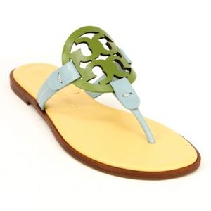 NWT Tory Burch Miller Green and Northern Blue Sandals